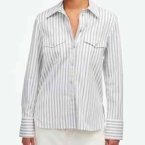 Madewell Classic Striped Shirt in White and Gray